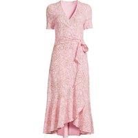 Lands' End Women's Plus Cotton Modal Short Sleeve V-neck Wrap Dress in Pink | Size: 16-18