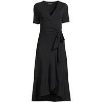 Lands' End Women's Plus Cotton Modal Short Sleeve V-neck Wrap Dress in Black | Size: 14-16