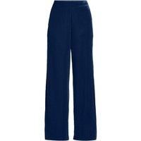 Lands' End Women's Wide Leg Velvet Trousers in Navy | Size: 18