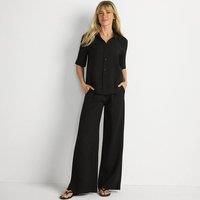 Wide Leg Pull-on Crinkle Trousers