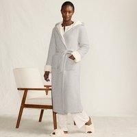 Lands' End Women's Petite Waffle Snit Borg Fleece Dressing Gown in Grey | Size: 16-18