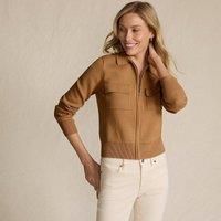 Lands' End Women's Front Zip Fine Gauge Knit Blazer in Brown | Size: 16-18