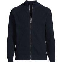 Lands' End Men's Zip Front Funnel Neck Bomber Jacket Cardigan in Navy | Size: Large