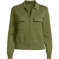 Lands' End Women's Front Zip Fine Gauge Knit Blazer in Olive | Size: 8