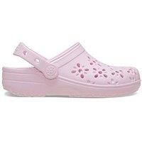 Crocs Unisex-Child Classic Clogs with Floral Cut Out Design, Kids and Toddler Shoes, Pink Milk, 2 UK