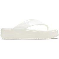 Crocs Getaway Platform Patent Flip Flops - Off White