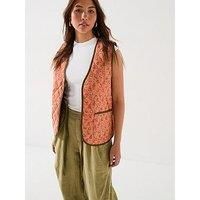 Free People Claudine Quilted Tie Vest - Orange