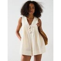 Free People Webster Denim Playsuit - White