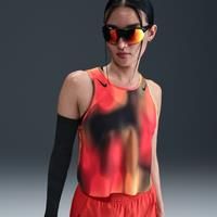 Nike AeroSwift Women's Dri-FIT ADV Cropped Printed Running Tank Top - Yellow - Polyester/Spandex
