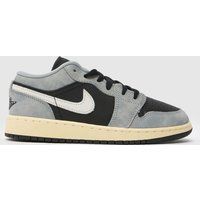Nike Jordan Grey & Black Air Jordan 1 Low SE Boys Youth Trainers