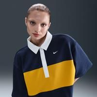 Nike Sportswear Women's Oversized Short-Sleeve Polo Top - Blue - Cotton/Polyester