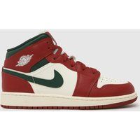 Nike Jordan Red Multi Air Jordan 1 Mid Boys Youth Trainers