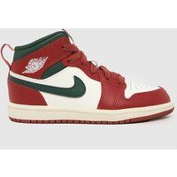 Nike Jordan Red Multi Air Jordan 1 Mid Boys Junior Trainers