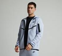Nike Tech Men's Full-Zip Windrunner Hoodie - Grey - Cotton/Polyester