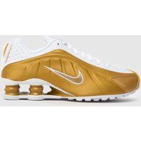 Nike White & Gold Shox R4 Youth Trainers