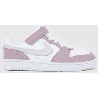 Nike White & Purple Court Borough Low Girls Junior Trainers