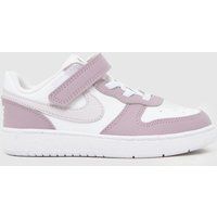 Nike White & Purple Court Borough Low Girls Toddler Trainers