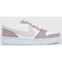 Nike White & Purple Court Borough Low Girls Youth Trainers