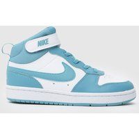 Nike White & Blue Court Borough Mid 2 Junior Trainers