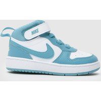 Nike White & Blue Court Borough Mid 2 Toddler Trainers