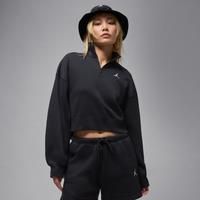Nike Jordan Brooklyn Fleece Women's 1/4-Zip Top - Black - Cotton/Polyester