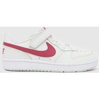 Nike White & Burgundy Court Borough Low Girls Junior Trainers