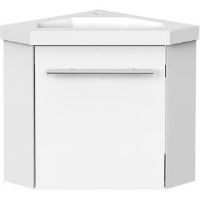 17 Stories Corner Vanity Unit with Resinous Sink Wall-hung Small Cabinet Matt Grey Fully Assembled 420mm H X 395mm W X 395mm D