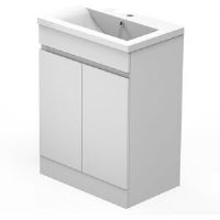 17 Stories Freestanding Vanity Unit with Ceramic Sink Bathroom Storage Cabinet 500mm Matt White 2 Doors 800mm H X 500mm W X 385mm D