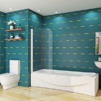 17 Stories 180 Pivot 800X1400mm Shower Bath Screen Panel Nickel 800cm W