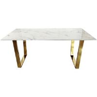 Ebern Designs Motilal Dining Table White/Gold 75"H x 180"L x 90"W