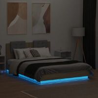 Latitude Run Bed Frame With Headboard And LED Lights White 75X190 Cm Small Single Sonoma Oak UK Small Double - 120 x 190 cm