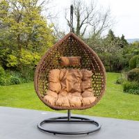 World Menagerie Vanhouten Porch Swing with Canopy Brown 195cm H X 105cm W X 104cm L
