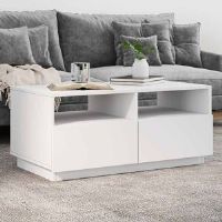 Metro Lane Coffee Table With LED Lights 90X49x40 Cm White 40cm H X 90cm W X 49cm D