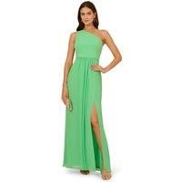 Adrianna Papell Women's One Shoulder Chiffon Gown in Green | Size: 12