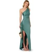 Adrianna Papell Women's One Shoulder Satin Crepe Gown in Green | Size: 18