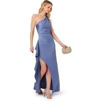 Adrianna Papell Women's One Shoulder Satin Crepe Gown in Blue | Size: 16