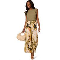 Adrianna Papell Women's Satin Pull On Wide Leg Elastic Waist Trousers With Side Ties in Pink | Size: Medium