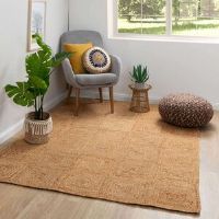 17 Stories Jute rug Allanna squares Tan Rectangle 120 x 170cm