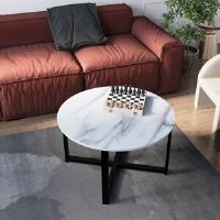 Metro Round Coffee Table With Metal Legs Modern Living Room Home Furniture Marble 47cm H X 88cm W X 88cm D