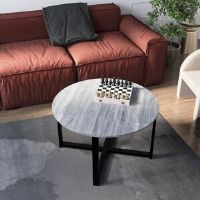 Metro Round Coffee Table With Metal Legs Modern Living Room Home Furniture Grey