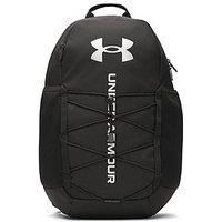 Under Armour Unisex Hustle Sport 6.0 Backpack, Water-Repellent Gym Backpack for Sports and Athletics, Sports Bag with Durable Coated Bottom,Black/Black/Metallic Silver,OSFM