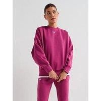 Under Armour Women/'s Rival Fleece Oversized Crew Sweatshirt, (659) Fuchsia Dusk / / White, S