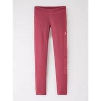 Under Armour Junior Girls Training Motion Branded Tights - Burgundy