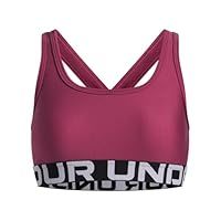 Under Armour Girls/' Crossback Bra, Comfortable Sports Bra with Crossover Straps and Keyhole Detail, Supportive Girls/' Gym Wear,Fuchsia Dusk / / White,YLG