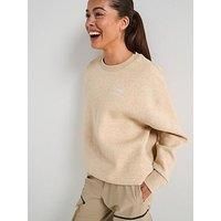 Under Armour Womens Training Icon Fleece Oversized Crew Sweat - Khaki