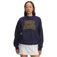 Under Armour Womens Training Rival Fleece Oversized Varsity Crew Sweat - Navy