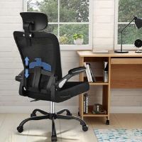 Inbox Zero Rosley Office Chair Ergonomic Mesh Desk Chair Swivel Computer Chair with Adjustable Headrest, Wide Seat Cushion and Flip-up Armrest for Home Office Gray 129cm H X 63cm W X 53cm D