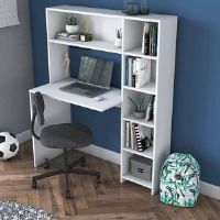 17 Stories Desk Dghin, Multipurpose desk, Office table for PC, Work plan, 113x40h142 cm, Oak White