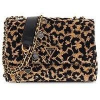 Guess Giully Animalier-Effect Velvet Crossbody - Brown