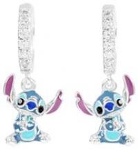 Disney Sterling Silver Stitch Charm Hoop Earrings